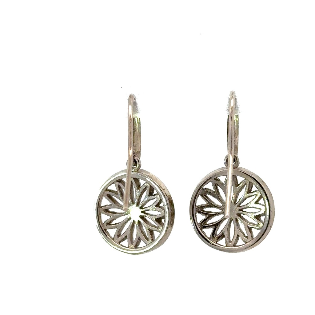 9K white gold pierced disc earrings