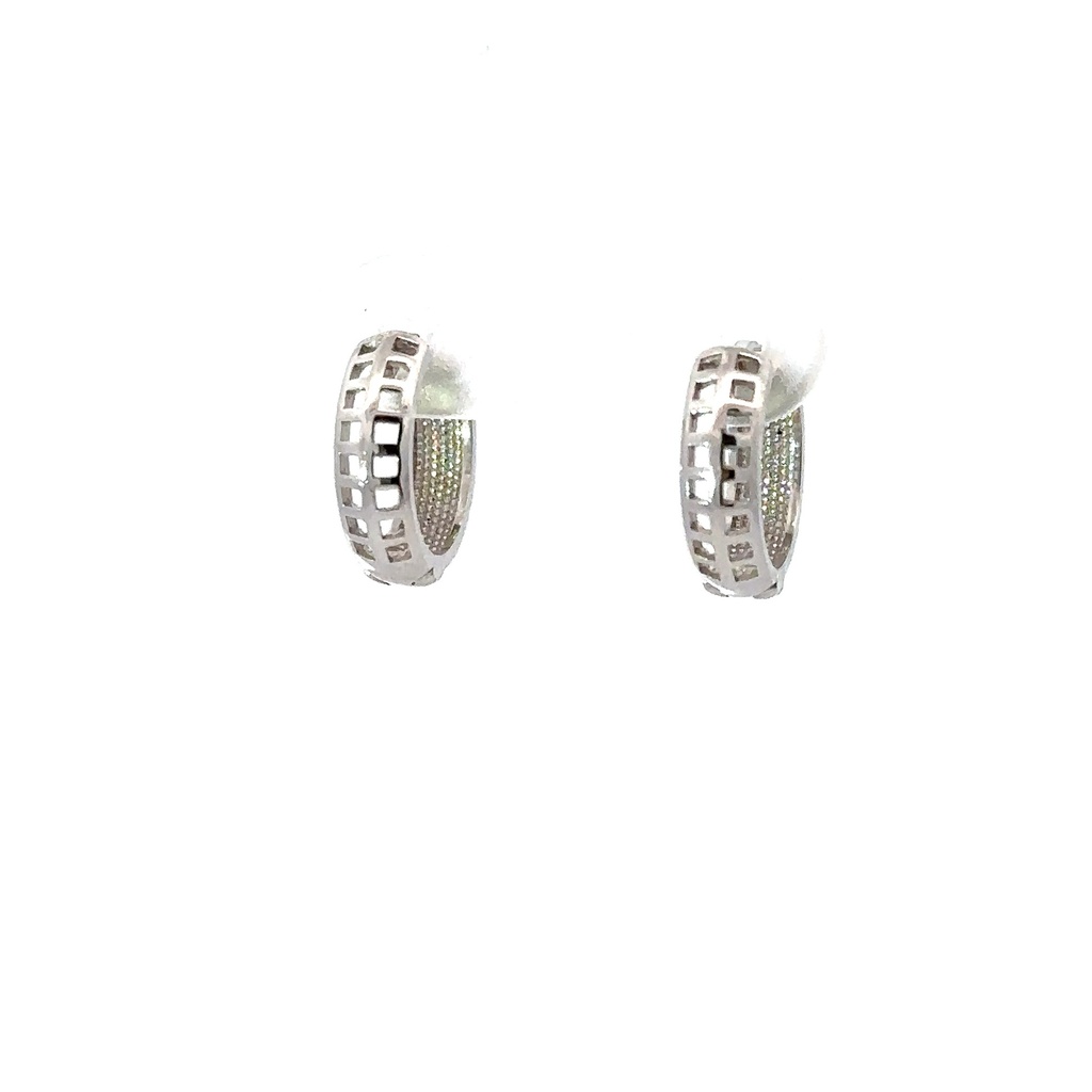 9K brushed white gold huggie hoops