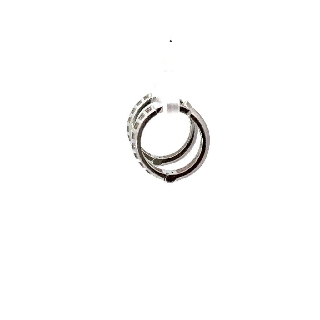 9K brushed white gold huggie hoops