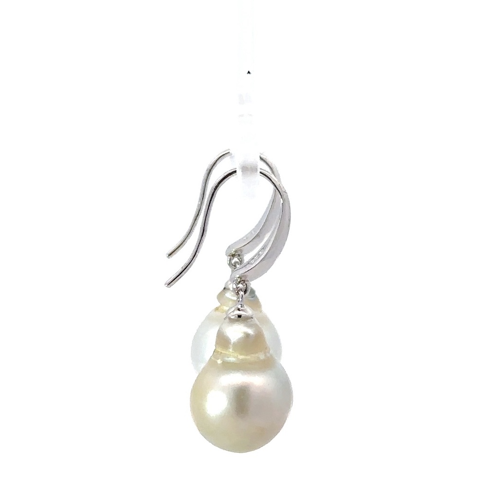 9K white gold baroque pearl earrings