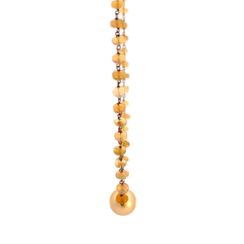18ct Yellow Gold Welo Opals & South Sea Pearl Necklace
