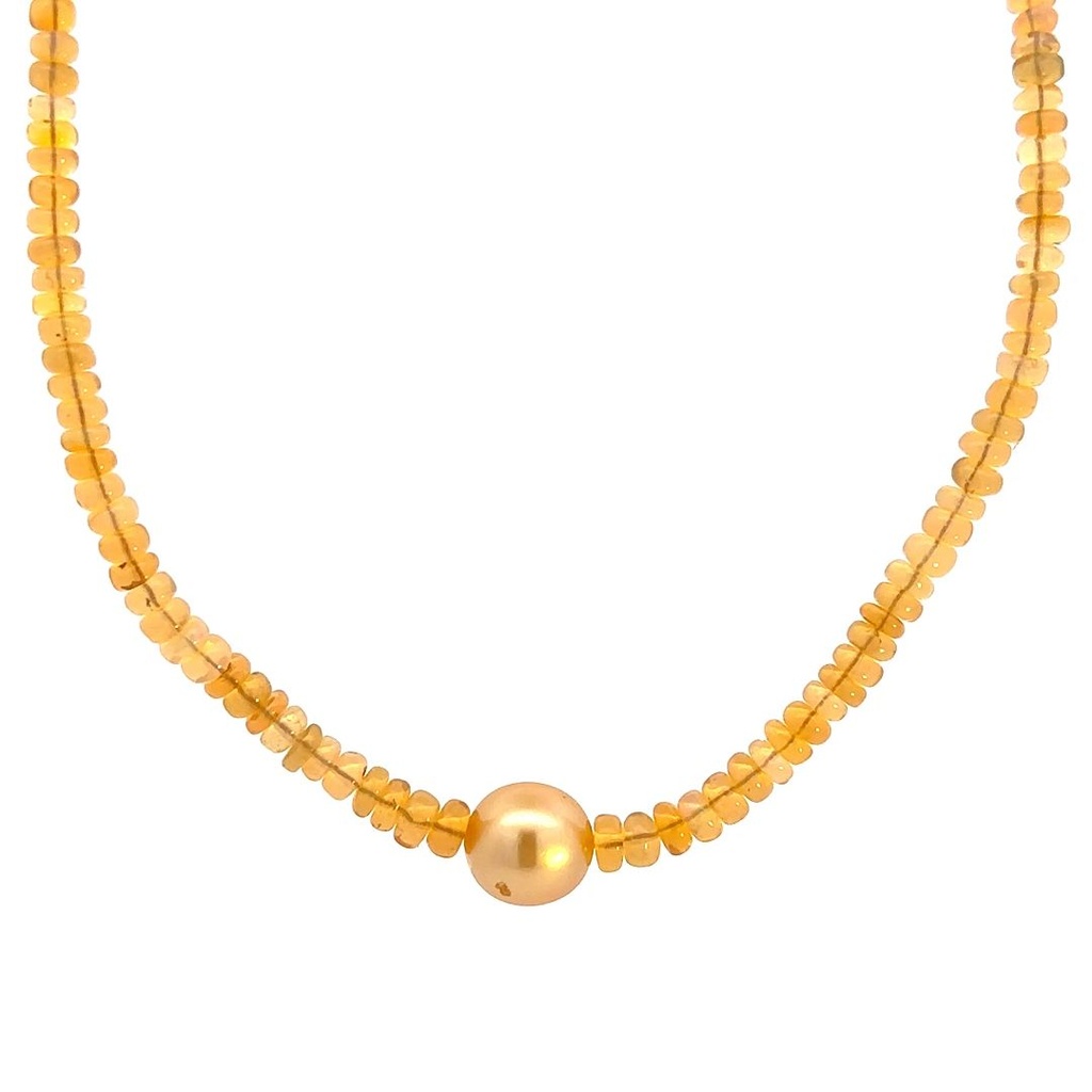 9ct Gold Opal & South Sea Pearl Necklace