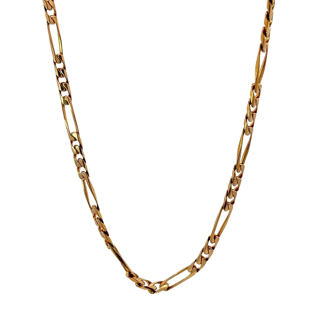 9K yellow gold figaro necklace