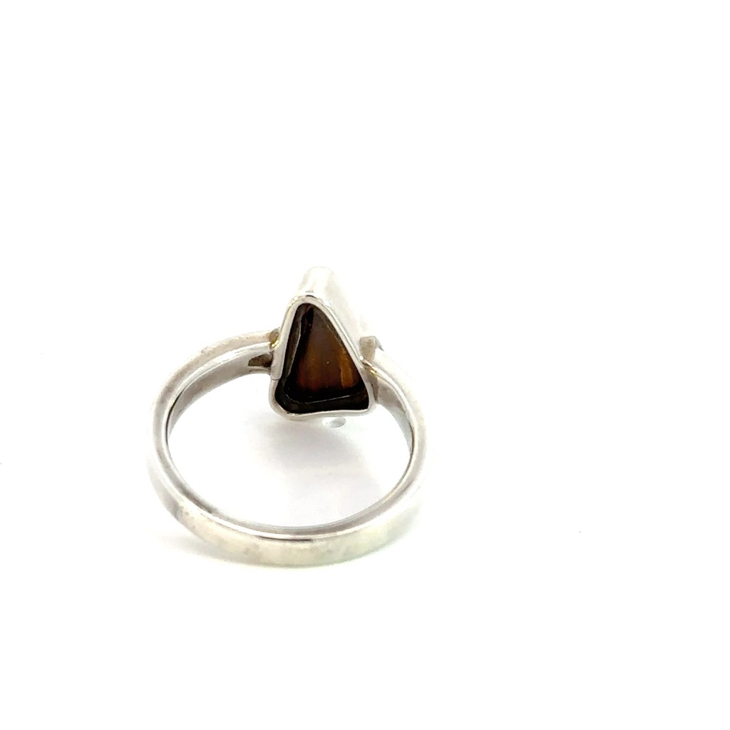 Silver Boulder Opal Ring with Multi Colours