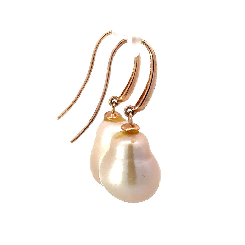 9K pink baroque freshwater pearl drop earrings