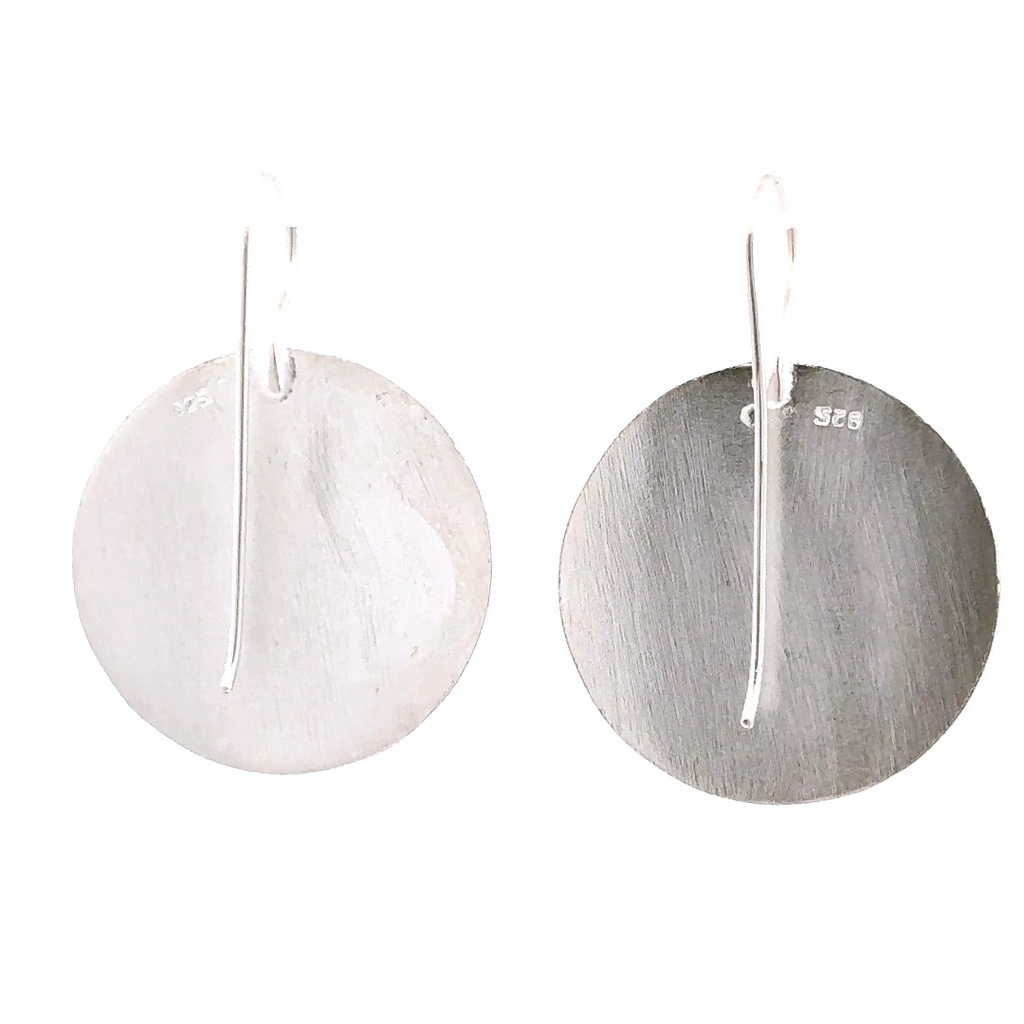 Silver flat satin finished disc on hook