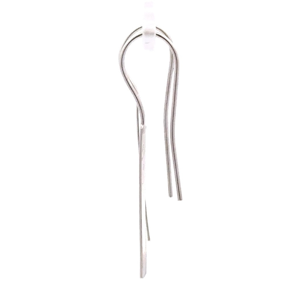 Long rectangular satin bar drop earring