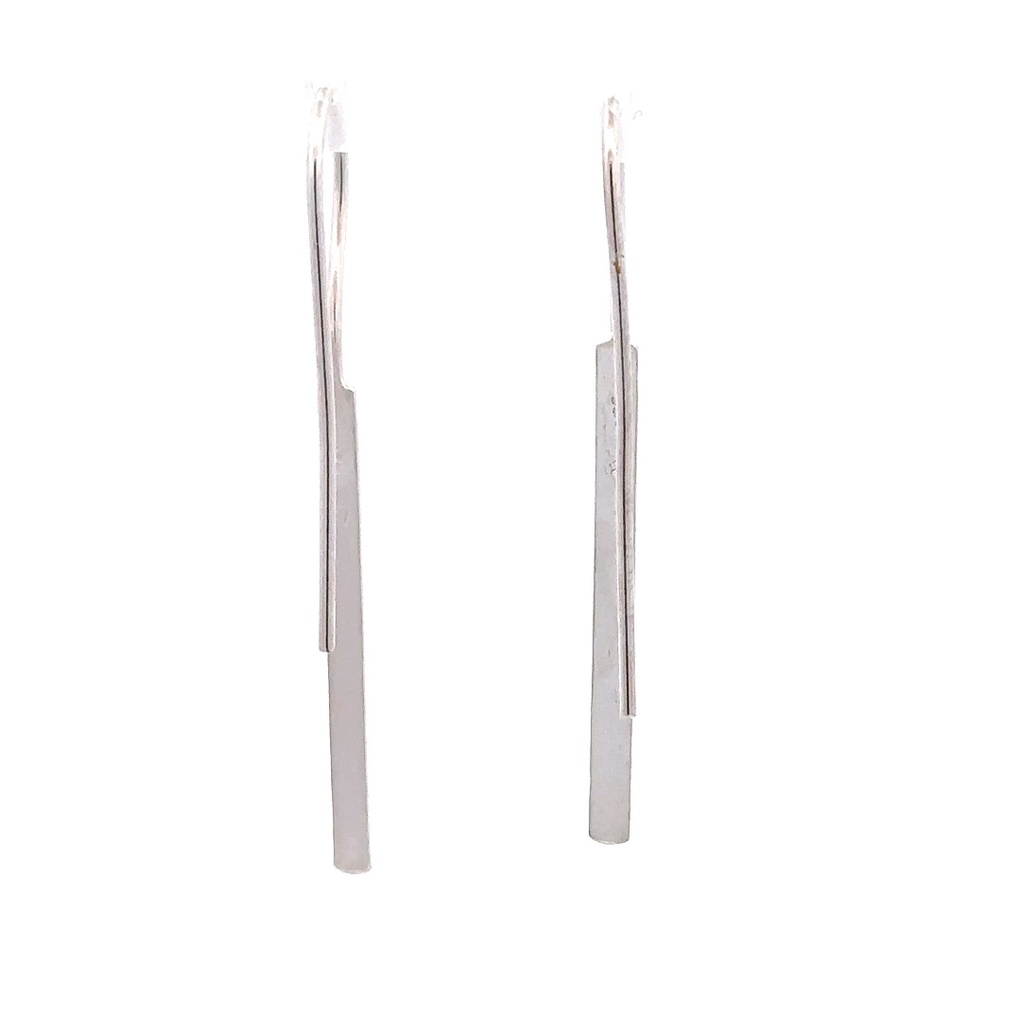 Long rectangular satin bar drop earring