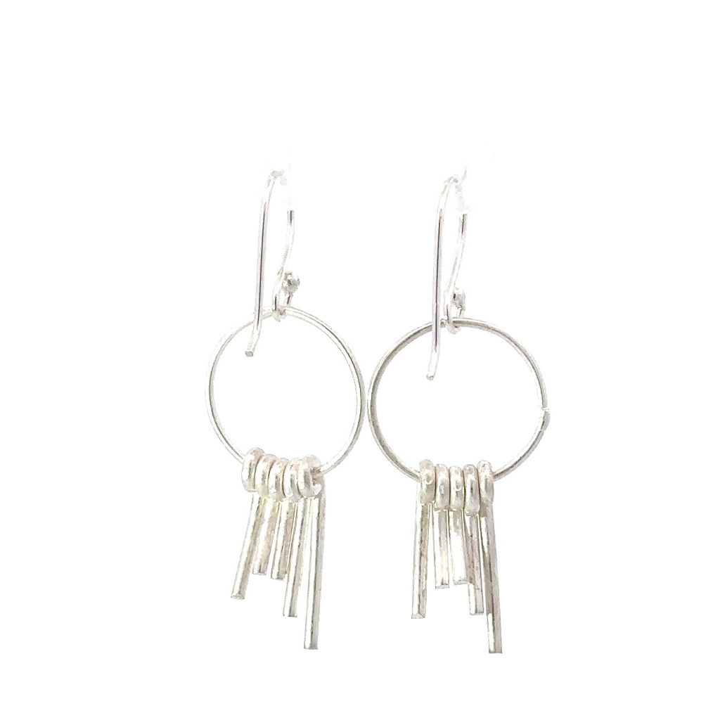 Long rectangular satin bar drop earring