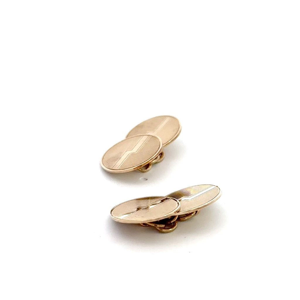 9ct Yellow Gold Oval Antique Cufflinks