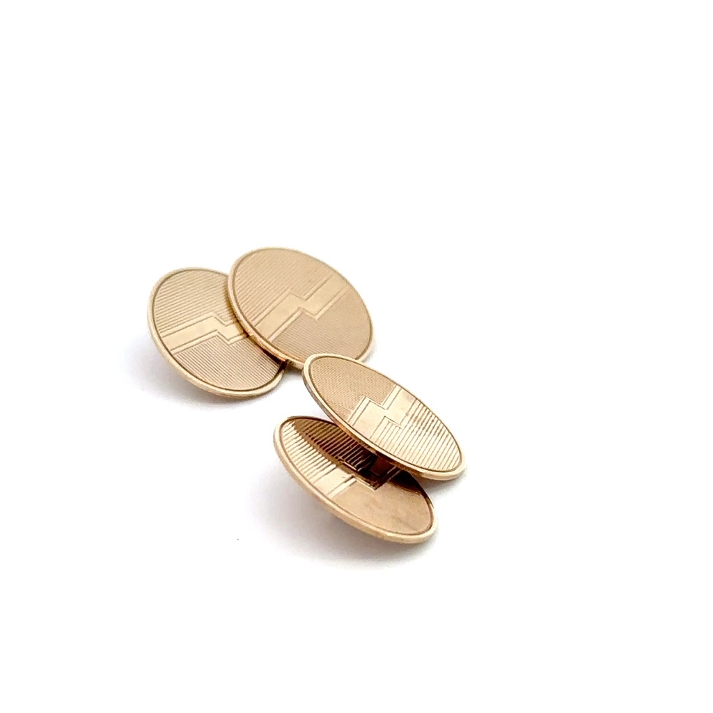 9ct Yellow Gold Oval Antique Cufflinks