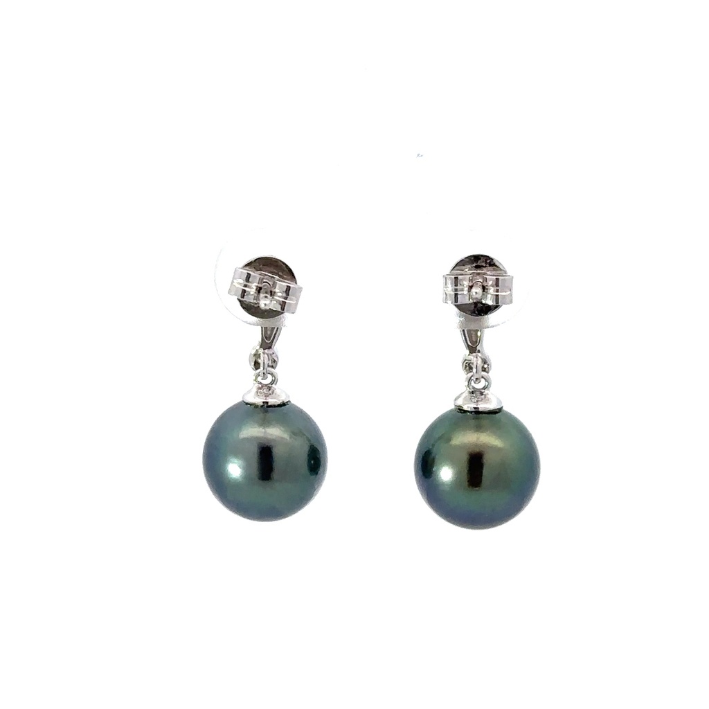 18ct White Gold Tahitian Pearl & Diamond Earrings