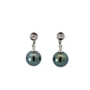 18ct White Gold Tahitian Pearl & Diamond Earrings
