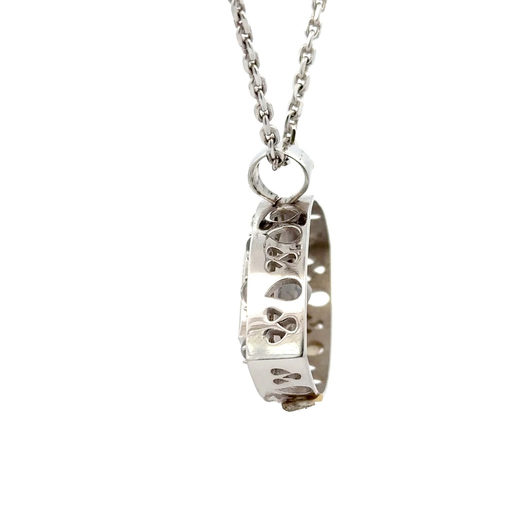 Dentritic agate moonstone pendant 18K