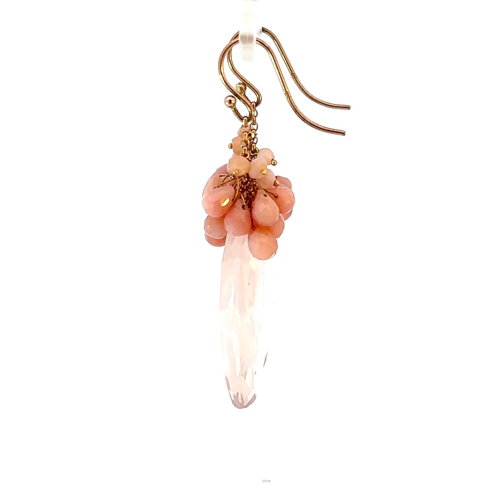 Rose quartz & Peruvian opal earrings 18K rose
