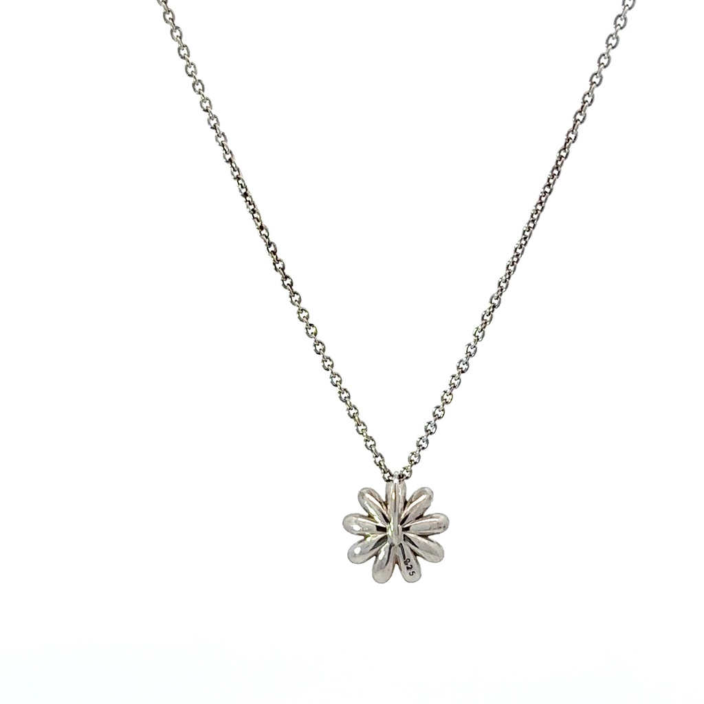 Sterling Silver Necklace w/ Yellow Enamel Daisy