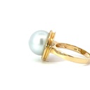 18K yellow gold south sea pearl with diamond halo ring