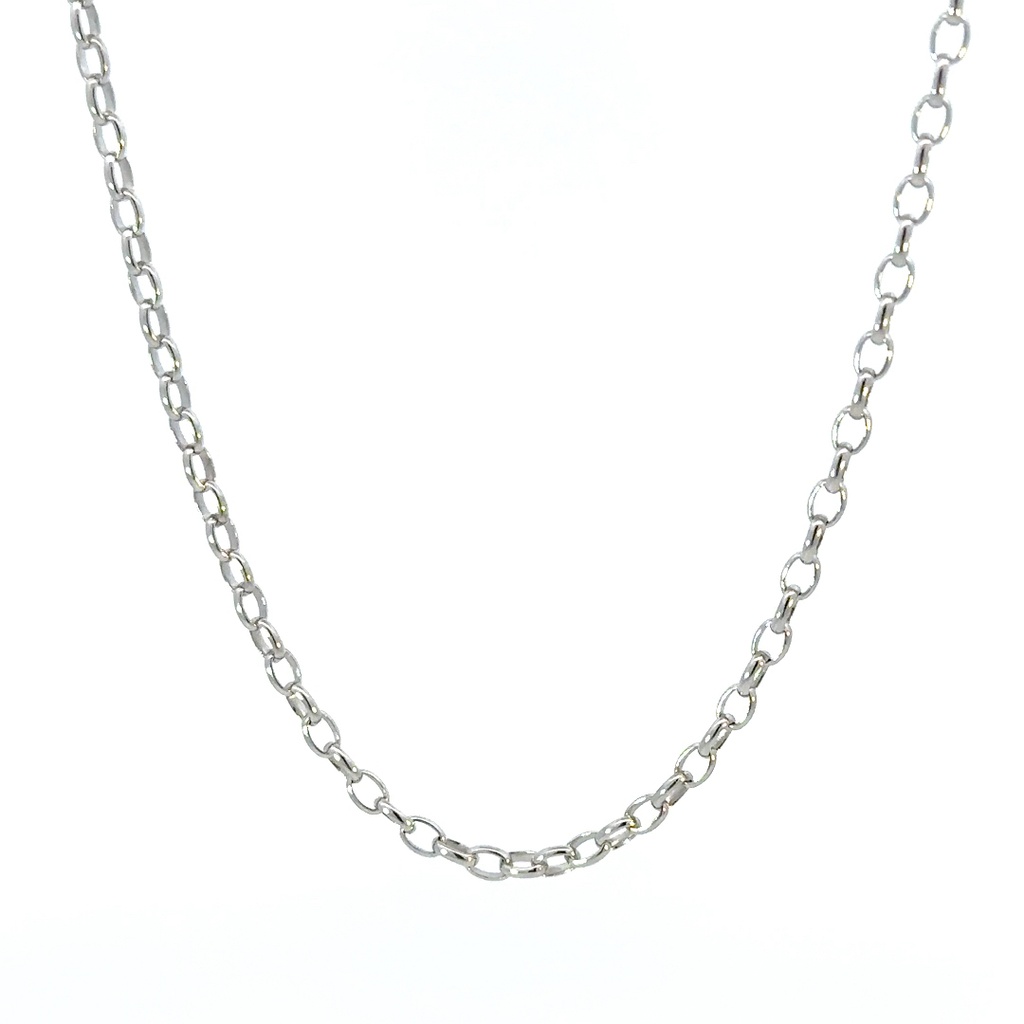 9 carat white gold oval belchor necklace