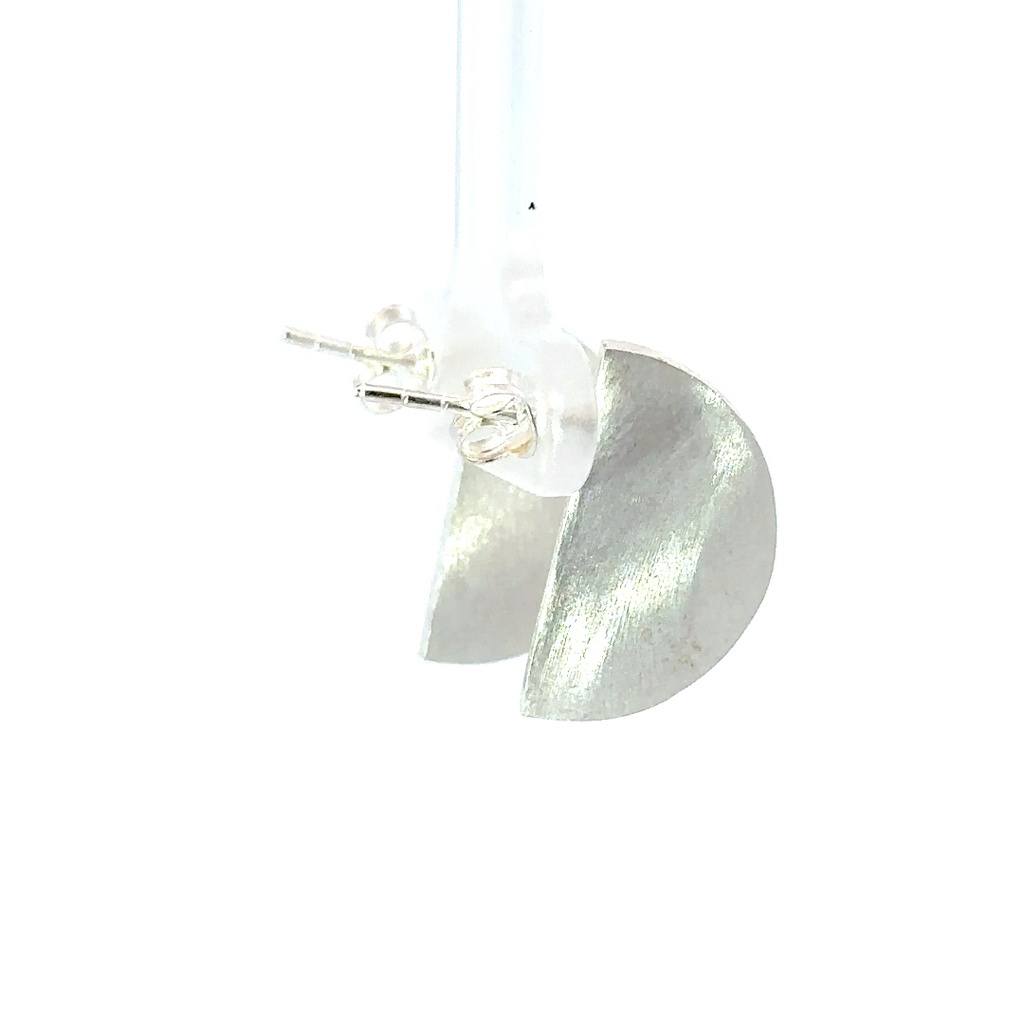 Half moon stud sideways in sterling silver