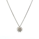 Sterling Silver Necklace w/ Green Enamel Daisy