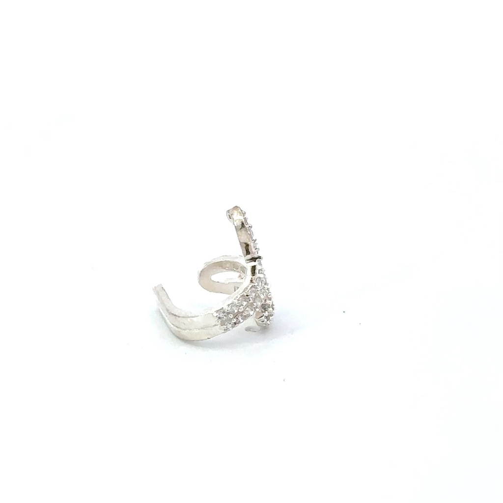 Cubic set snake ear cuff in sterling silver