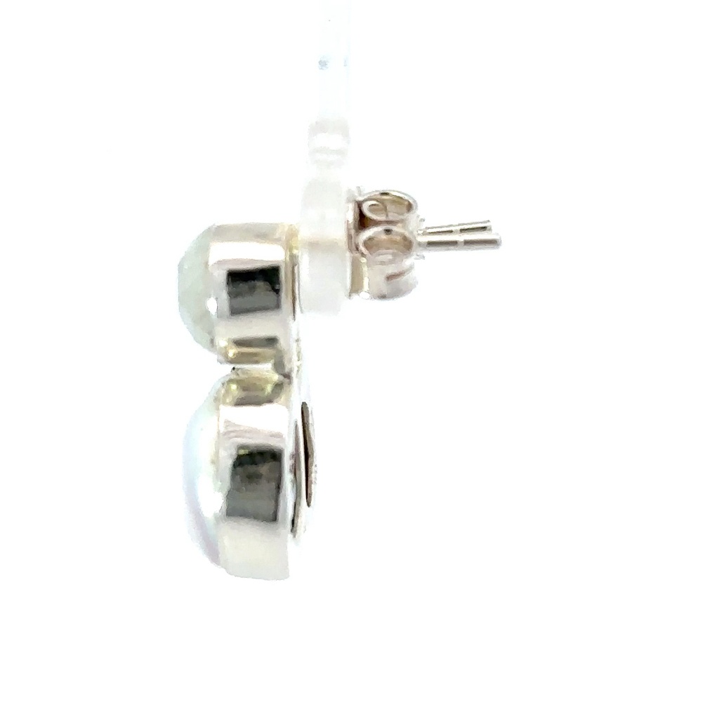 Moonstone stud with freshwater coin pearl drop