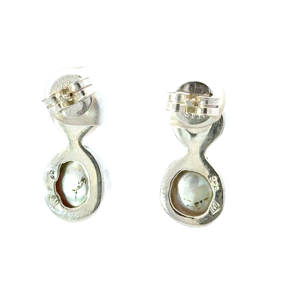 Moonstone stud with freshwater coin pearl drop