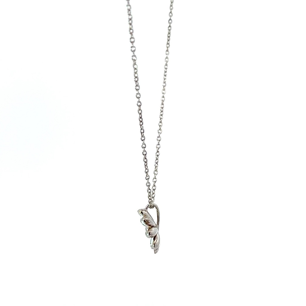 Sterling Silver Necklace w/ Green Enamel Daisy