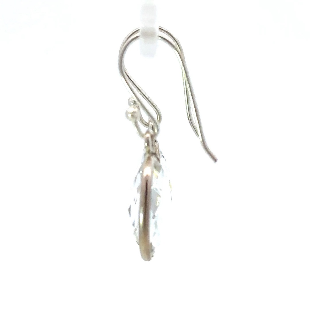 Clear quartz drop earring in sterling silver