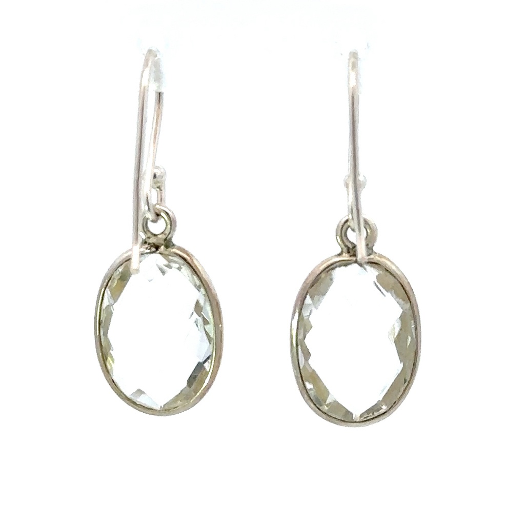 Clear quartz drop earring in sterling silver