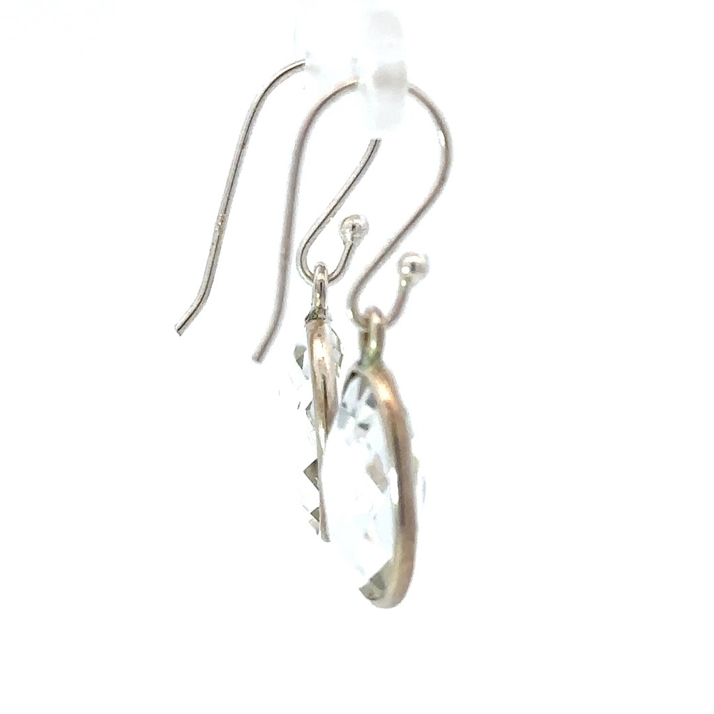 Clear quartz drop earring in sterling silver