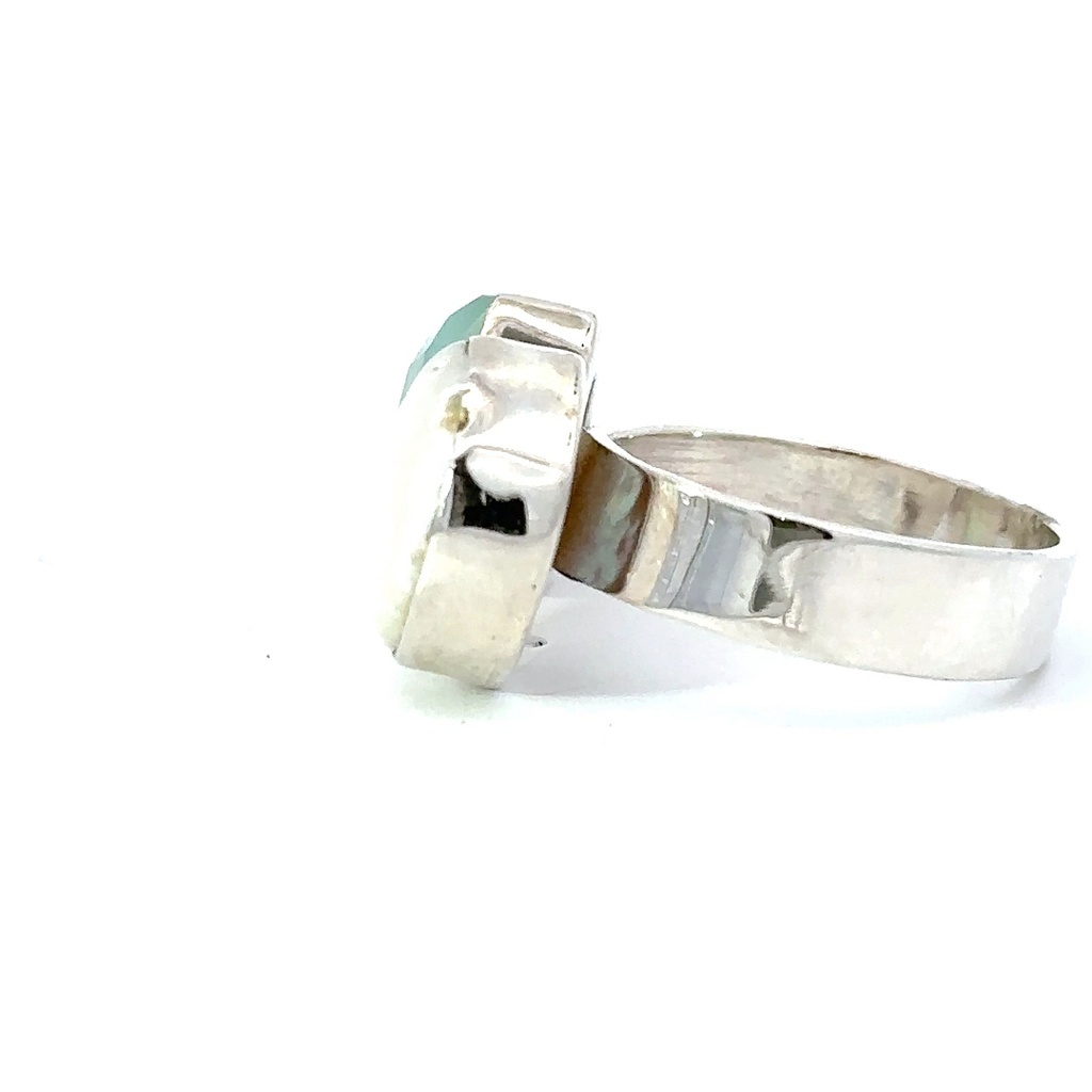 Chalcedony and freshwater pearl adjustable silver ring