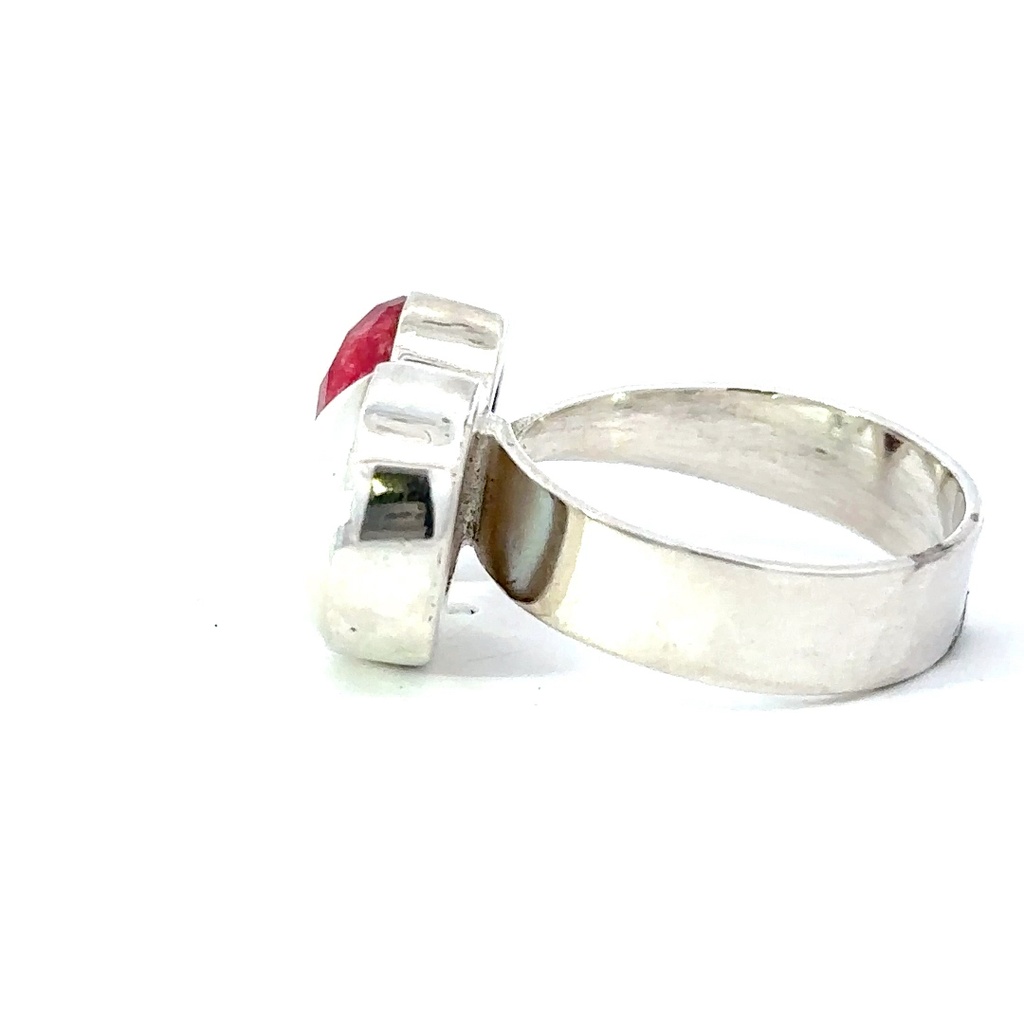 Sponge coral and freshwater pearl silver ring