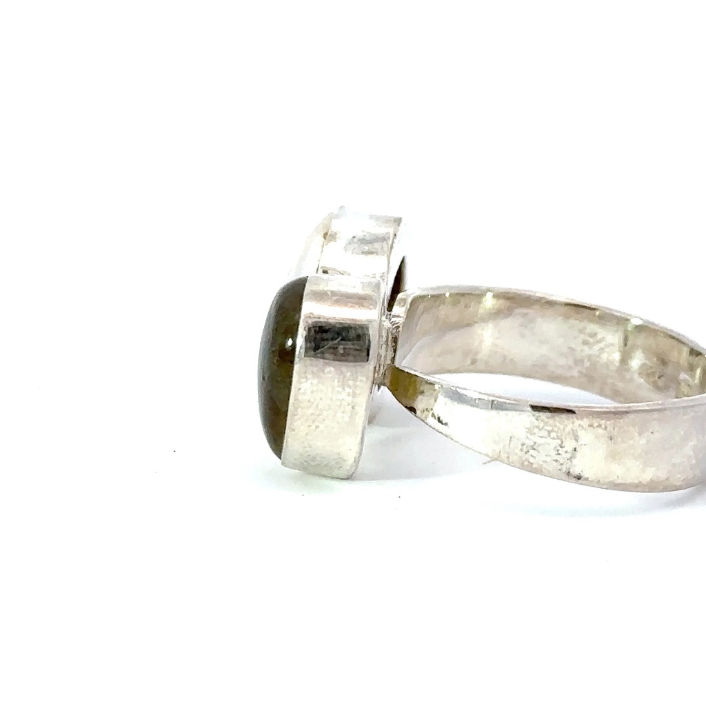 Labradorite and freshwater pearl ring in sterling silver