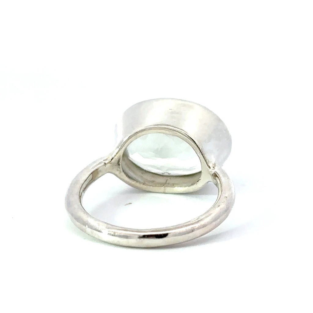 Green amethyst ring in sterling silver
