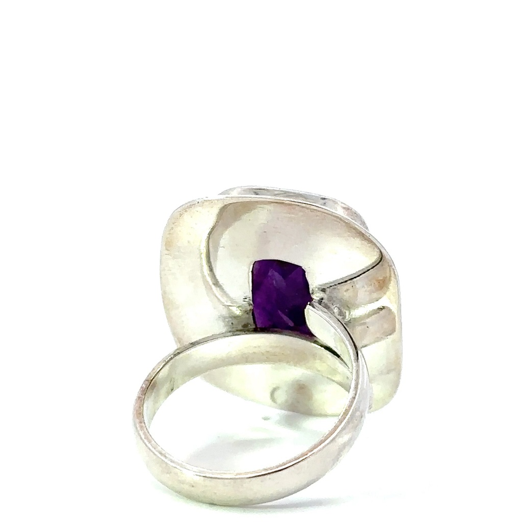 Bold amethyst ring in sterling silver