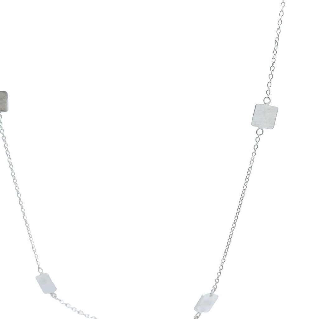Silver necklace with matt squares spaced around 50cm