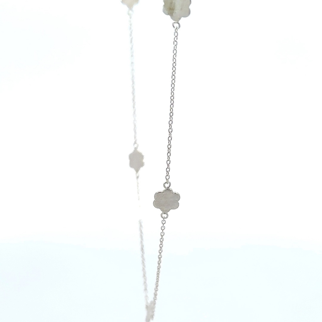 Sterling silver necklace with matte flowers 50cm29445