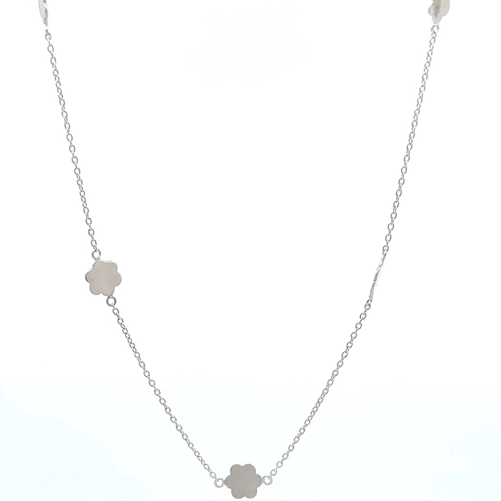 Sterling silver necklace with matte flowers 50cm