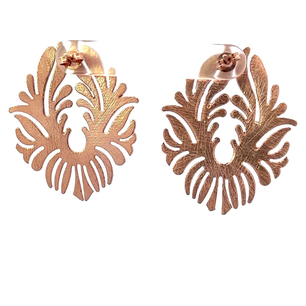 Rose gold plated brass earrings ornate design
