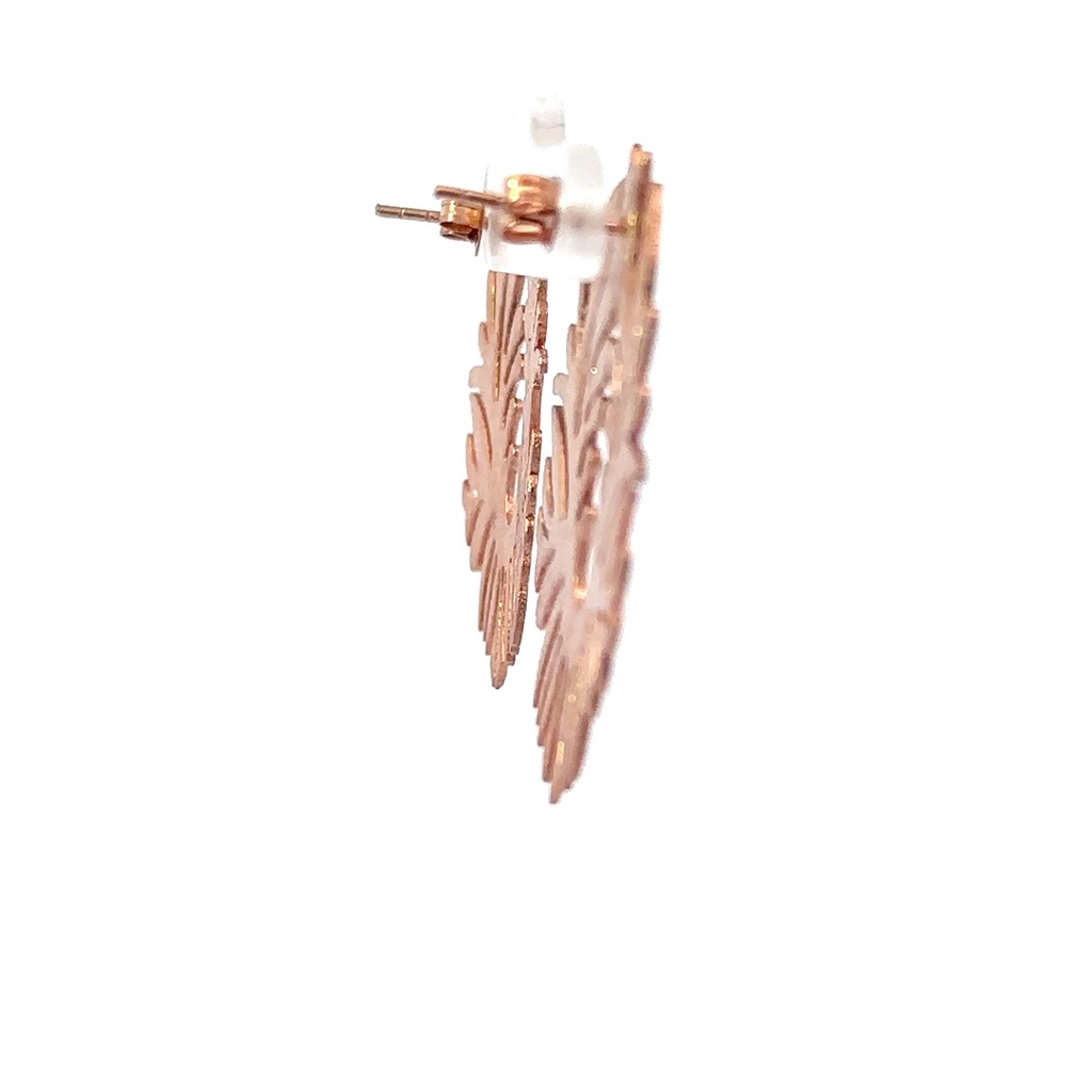 Rose gold plated brass earrings ornate design