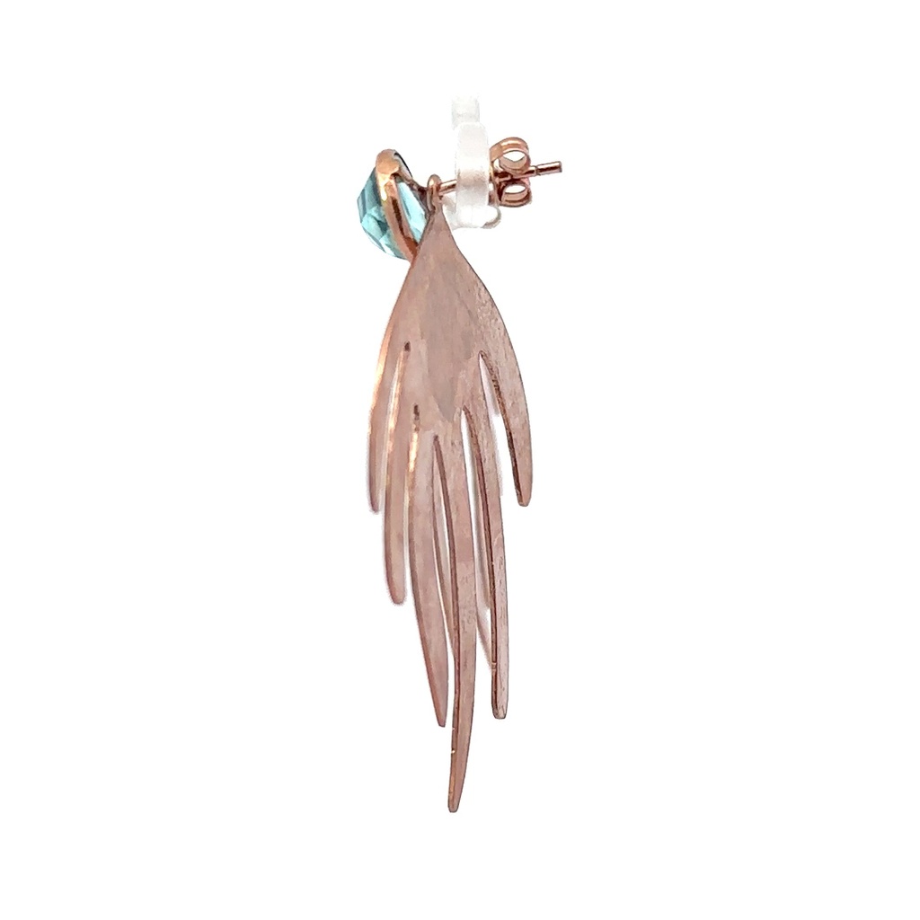 Rose gold plated brass earrings with detachable topaz