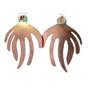 Rose gold plated brass with green agate studs