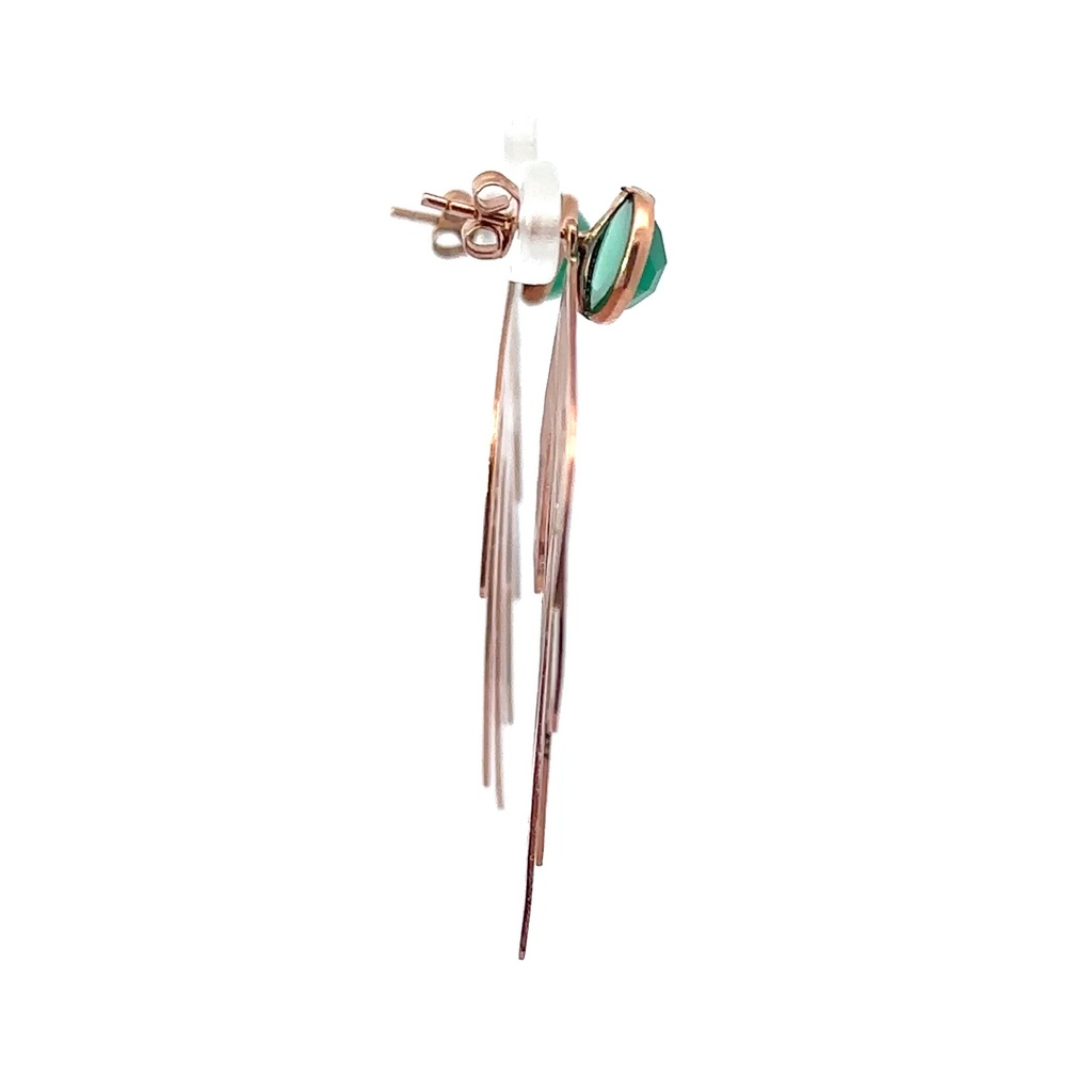 Rose gold plated brass with green agate studs