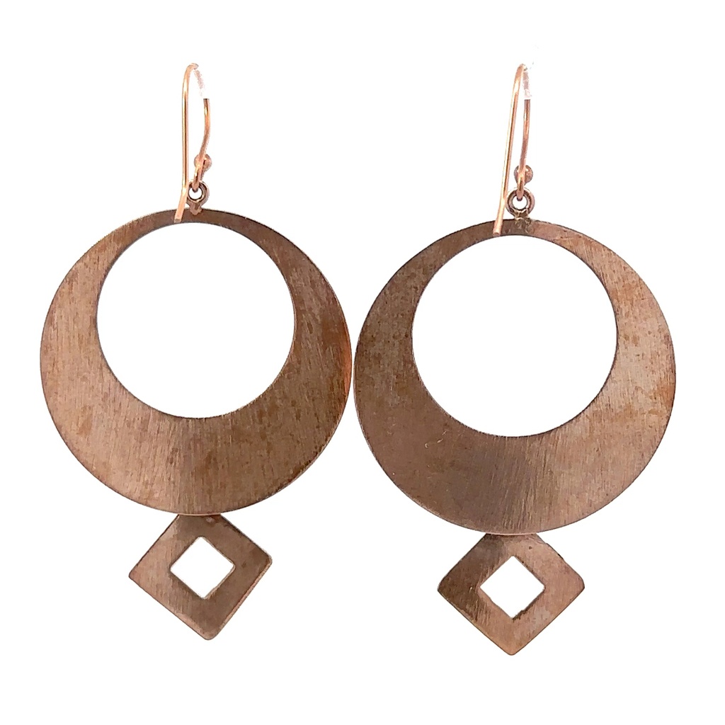 Rose gold plated brass earrings