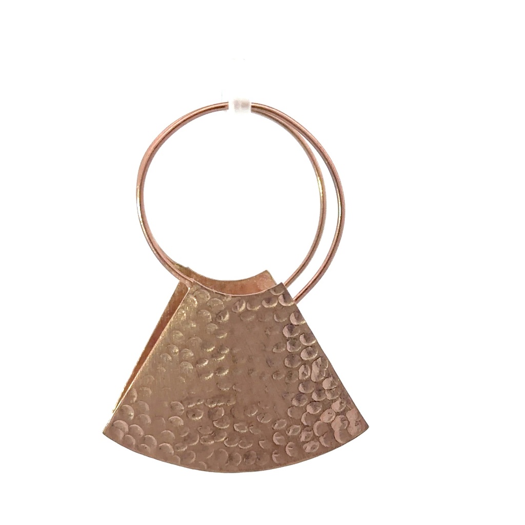 Rose gold plated brass earrings with a beaten finish