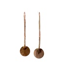 Rose gold plated disc on a long drop earrings