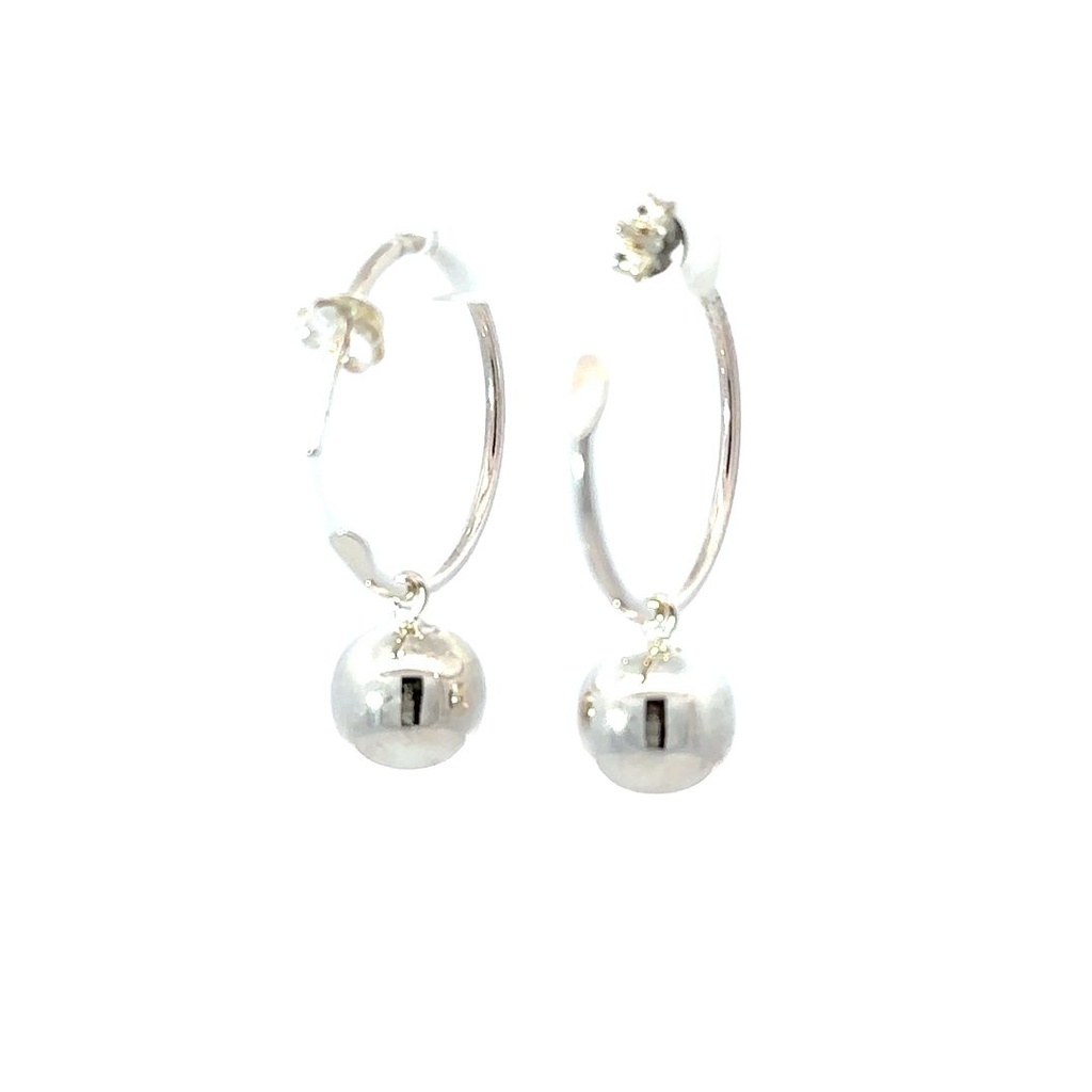 Silver hoops with a ball drop