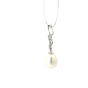 Silver pendant with squiggle and freshwater pearl drop