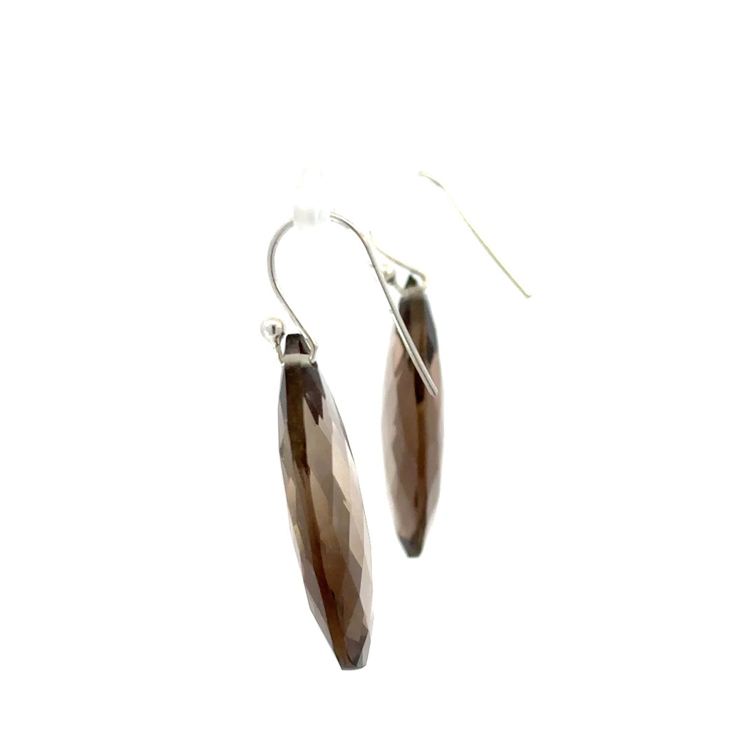 Sterling silver smoky quartz pear shaped drop earrings